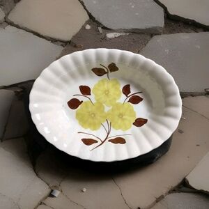 Vintage Blue Ridge Pottery "TRIPLE THREAT" Yellow Flowers 9.5" Serving Bowl